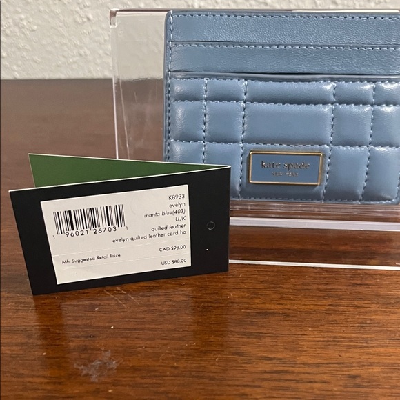 NEW 💎 Kate Spade Quilted Blue Card Holder - Picture 2 of 6